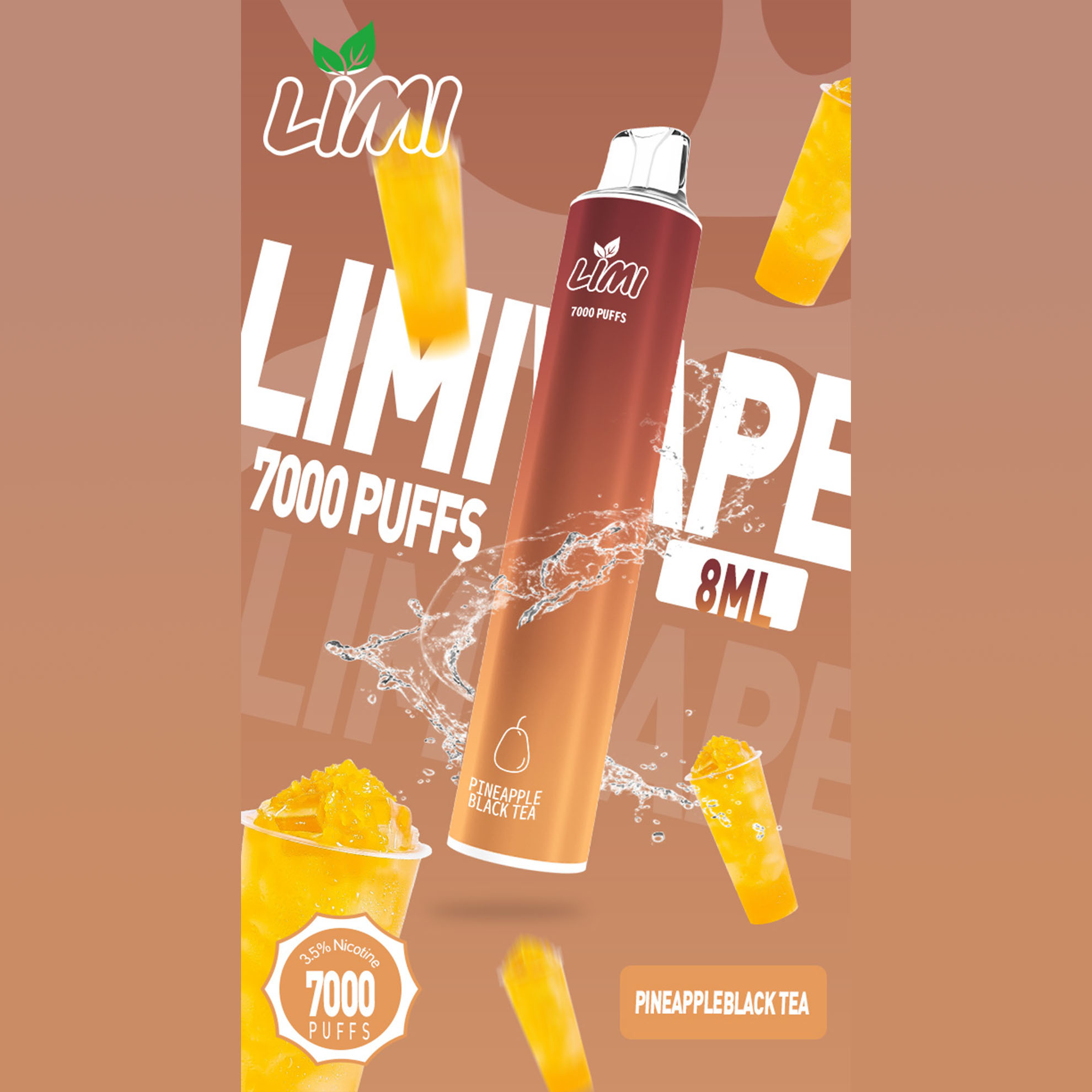 ★LIMI★鳳梨冰茶★ 一次性電子煙｜拋棄式電子菸｜7000口 發光設計