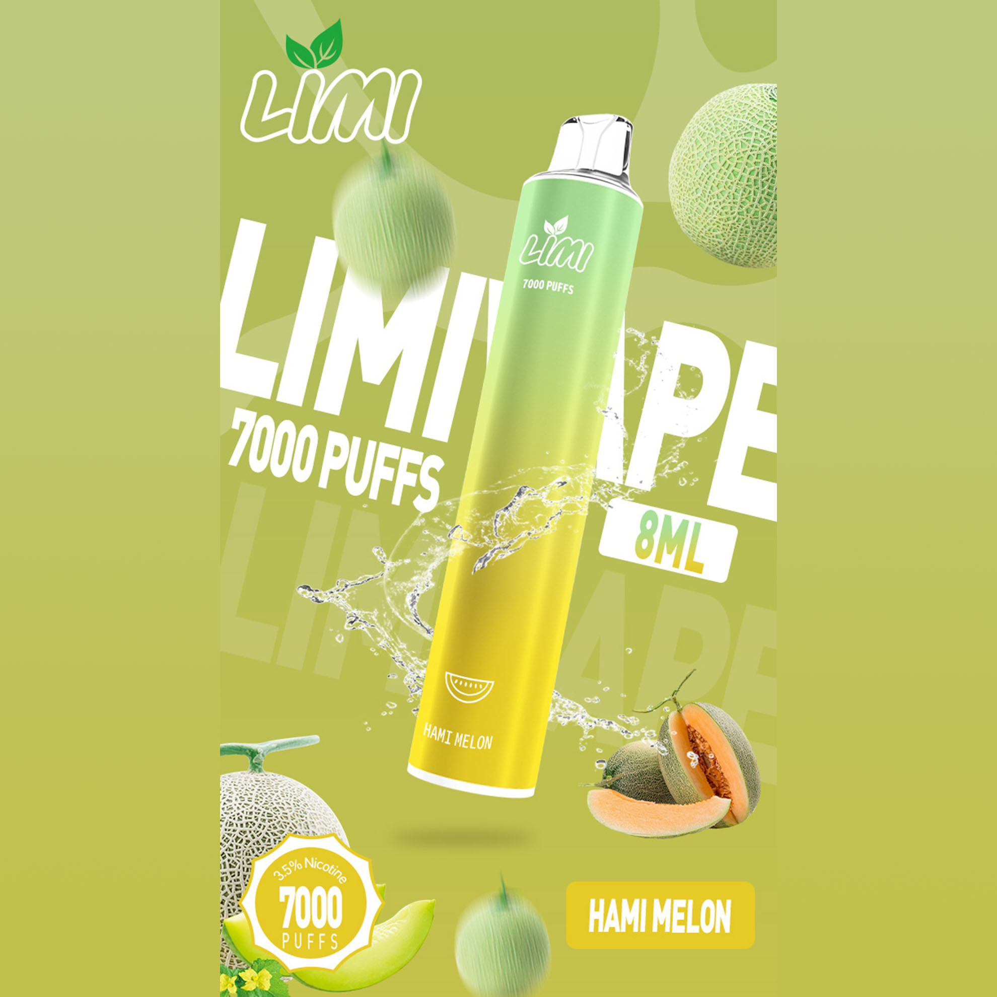 ★LIMI★哈密瓜★ 一次性電子煙｜拋棄式電子菸｜7000口 發光設計