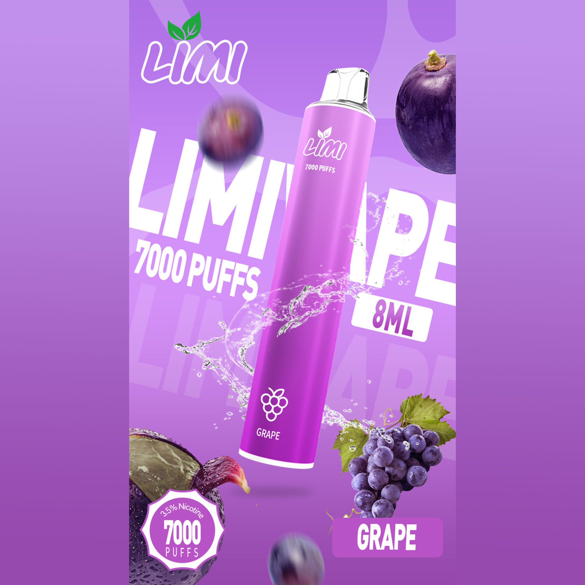 ★LIMI★葡萄★ 一次性電子煙｜拋棄式電子菸｜7000口 發光設計