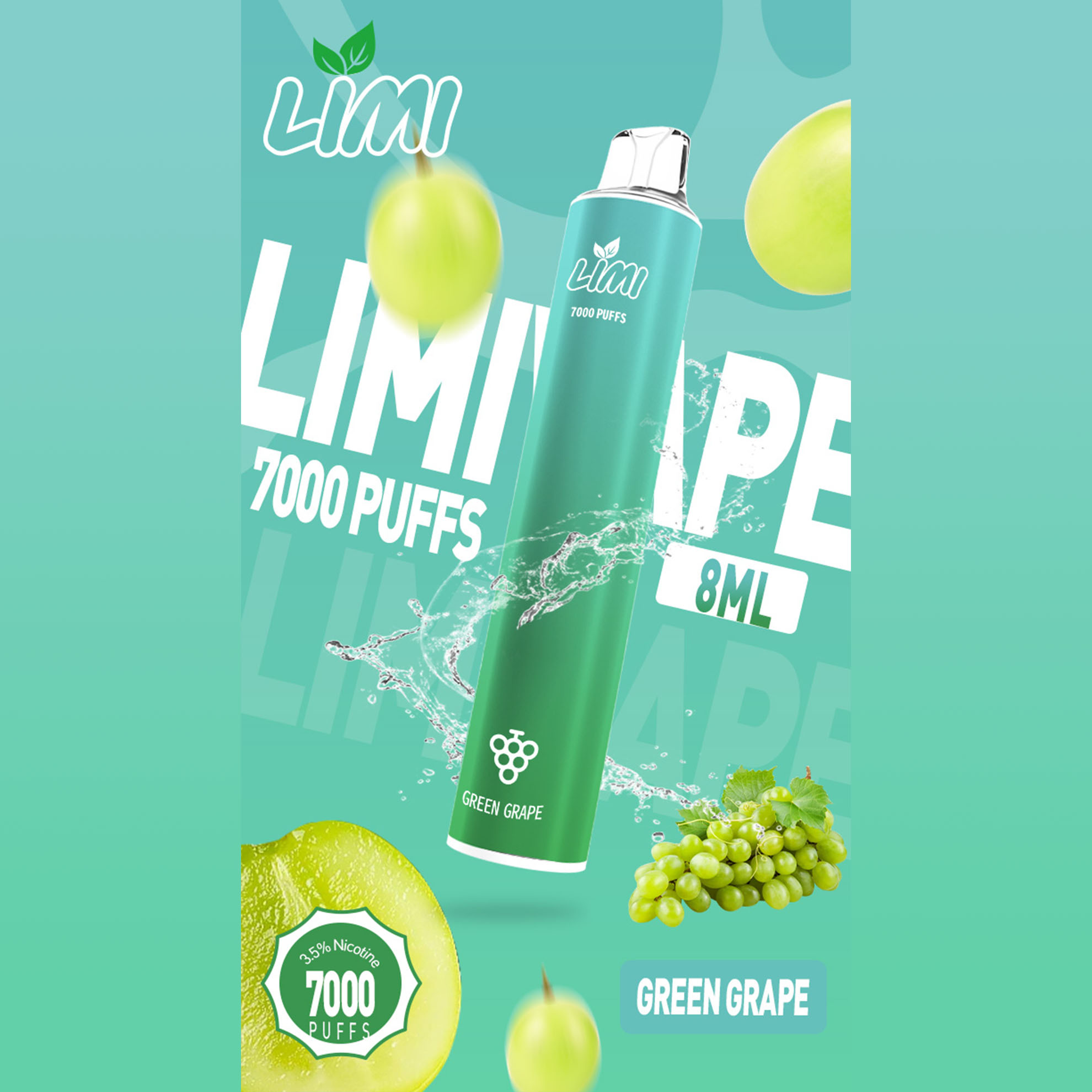 ★LIMI★白葡萄★ 一次性電子煙｜拋棄式電子菸｜7000口 發光設計
